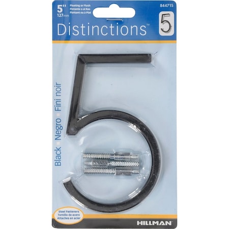 Hillman Distinctions 5 in. Black Steel Screw-On Number 5 1 pc, PK3 844715